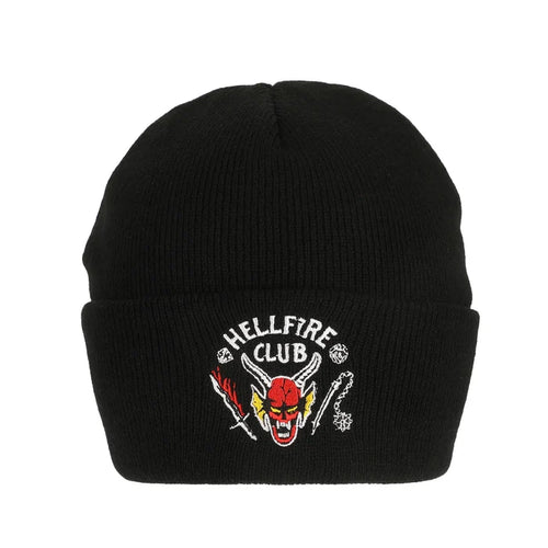 Stranger Things - Hellfire Club Embroidery On Black Acrylic Knit Cuff Beanie - Kryptonite Character Store