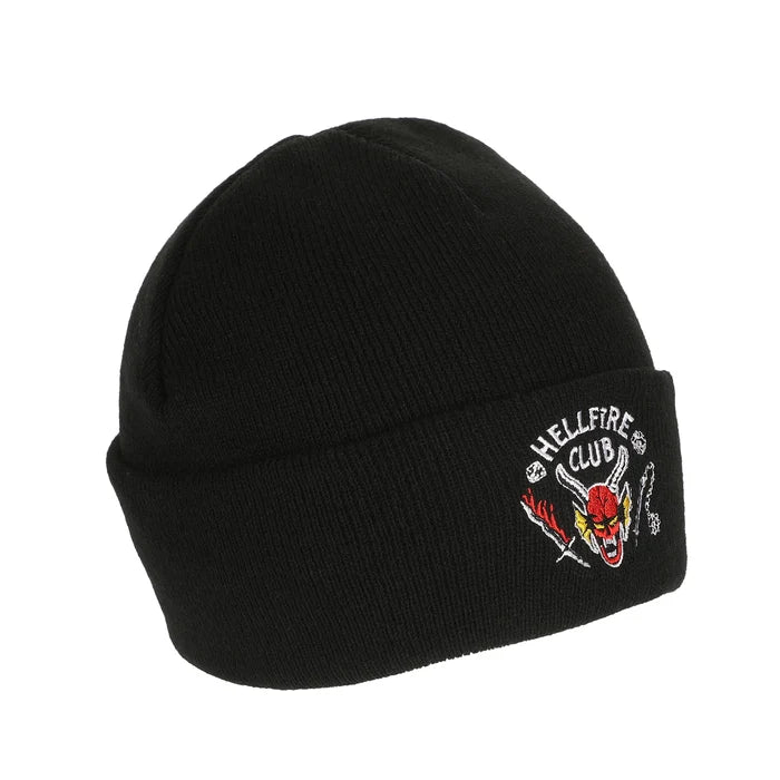 Stranger Things - Hellfire Club Embroidery On Black Acrylic Knit Cuff Beanie - Kryptonite Character Store