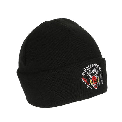 Stranger Things - Hellfire Club Embroidery On Black Acrylic Knit Cuff Beanie - Kryptonite Character Store