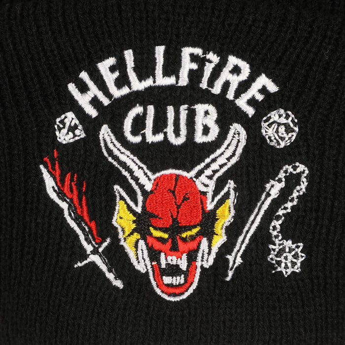 Stranger Things - Hellfire Club Embroidery On Black Acrylic Knit Cuff Beanie - Kryptonite Character Store