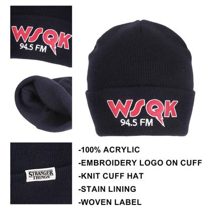 Stranger Things - WSQK Embroidery Navy Acrylic Yarn Standard Cuff Beanie
