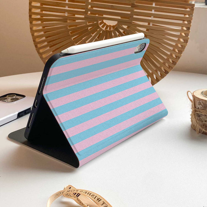Stripe Pattern iPad Case - Light Blue&Pink