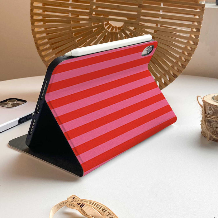 Stripe Pattern iPad Case - Red