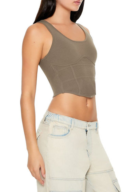 Sweater-Knit Corset Tank Top