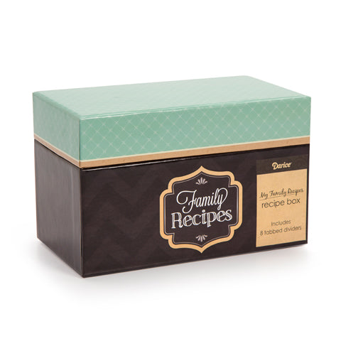 Teal and Kraft - My Family Recipes Recipe Card Box