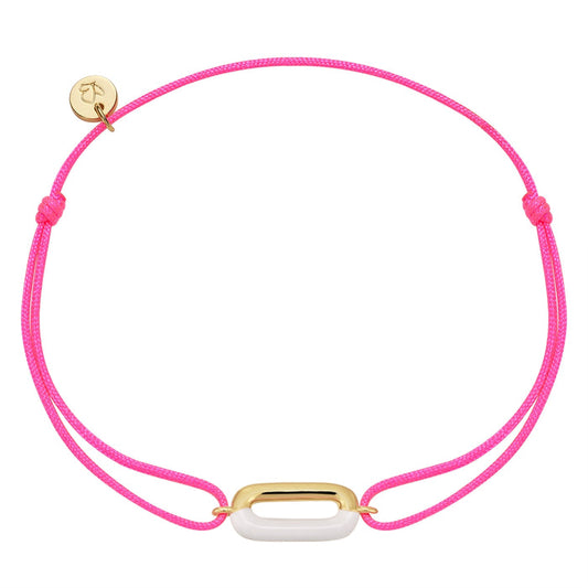 Textil-Armband pink Anhänger Emaille weiß