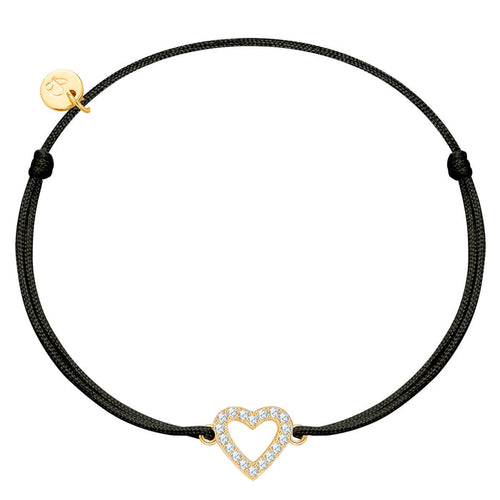 Textil-Armband schwarz Herz gold mit Zirkonia