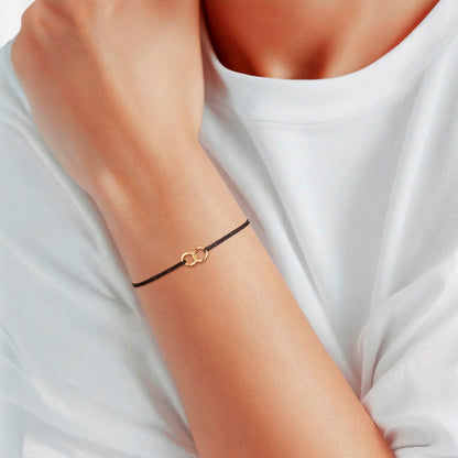 Textil-Armband schwarz RINGE gold
