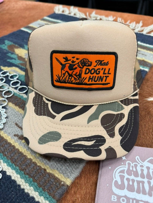 That Dog'll Hunt Patch Trucker HatBrown Camo and Tan