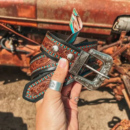 The Darlene Hand Tooled Leather Belt