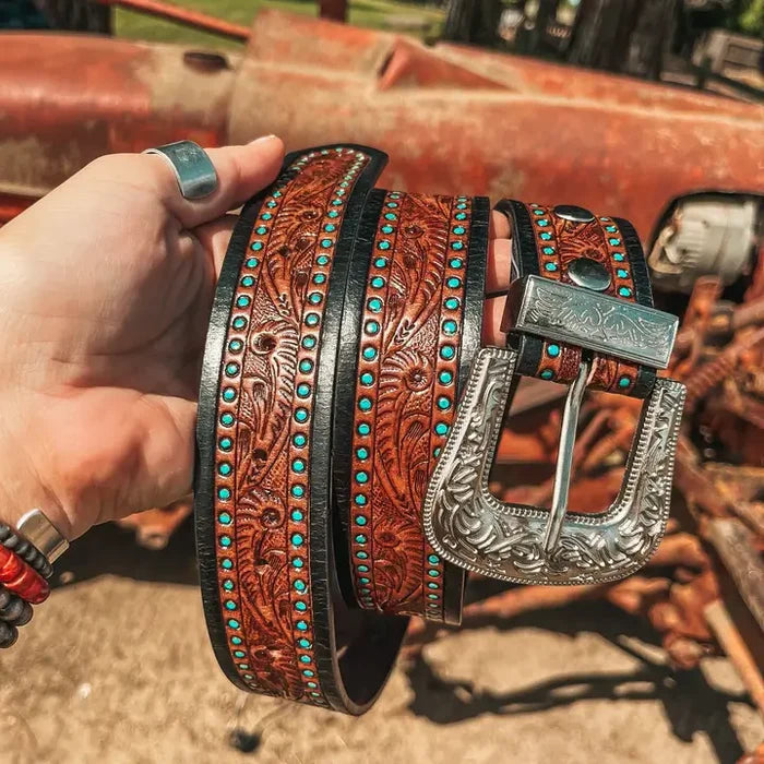 The Darlene Hand Tooled Leather Belt