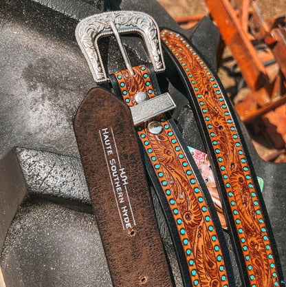 The Darlene Hand Tooled Leather Belt