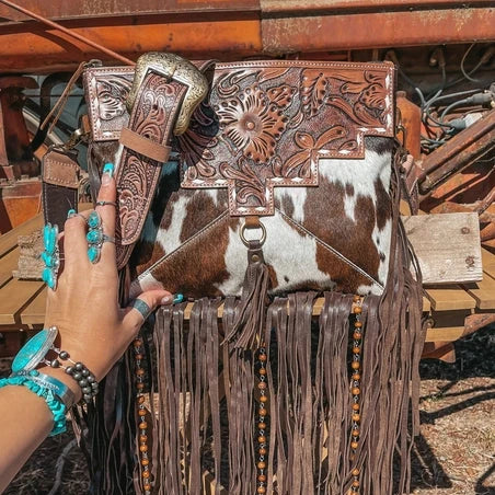 The Lancaster Cowhide Leather Tooled Purse