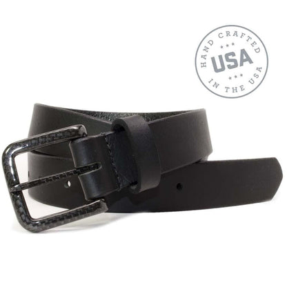 Specialist Black Belt. Handcrafted in the USA. Buckle stitched to solid black leather strap.