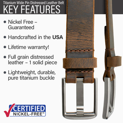 Hypoallergenic buckle made from lightweight durable titanium, handmade in USA, lifetime warranty
