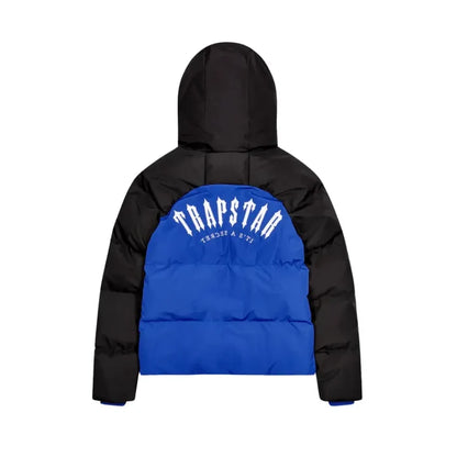 Trapstar Kurtka Zimowa Irongate Hooded Sleeve Puffer - Black/Blue TRAPSTAR Kurtki i bezrękawniki