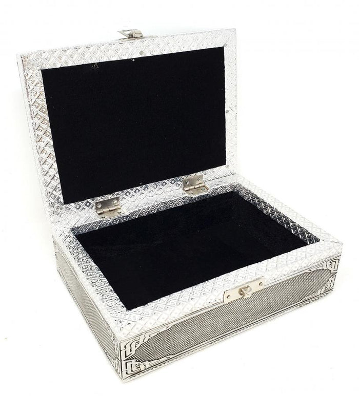 Triquetra Tree Carved Metal over Wood Box - Zero Point Crystals