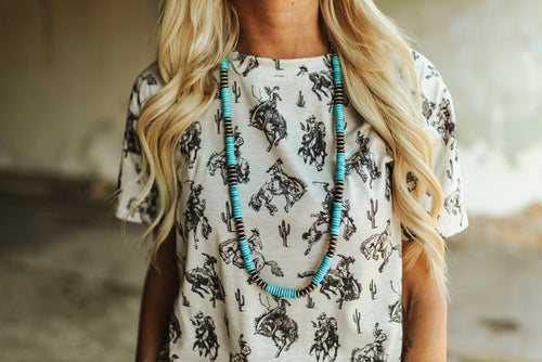 Turquoise and Silver Saucer Beads Necklace
