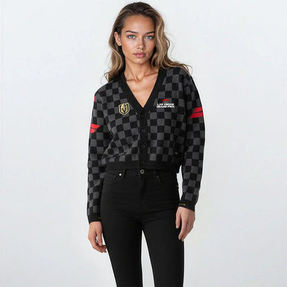 Vegas Golden Knights LV Grand Prix Cropped Cardigan - Vegas Team Store