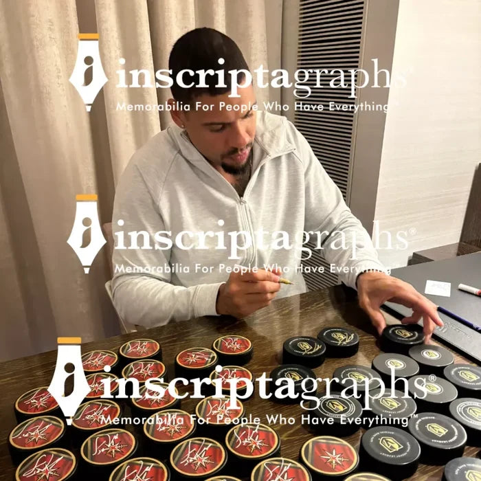 Vegas Golden Knights Ryan Reaves Autographed Reverse Retro Red Puck