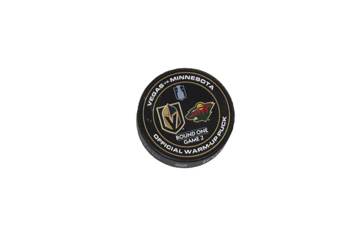 VGK vs MN Round 1 Game 2 Warm-Up Puck - Vegas Team Store