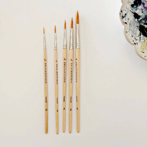 emily lex studio Watercolor paintbrush set of five wood brushes