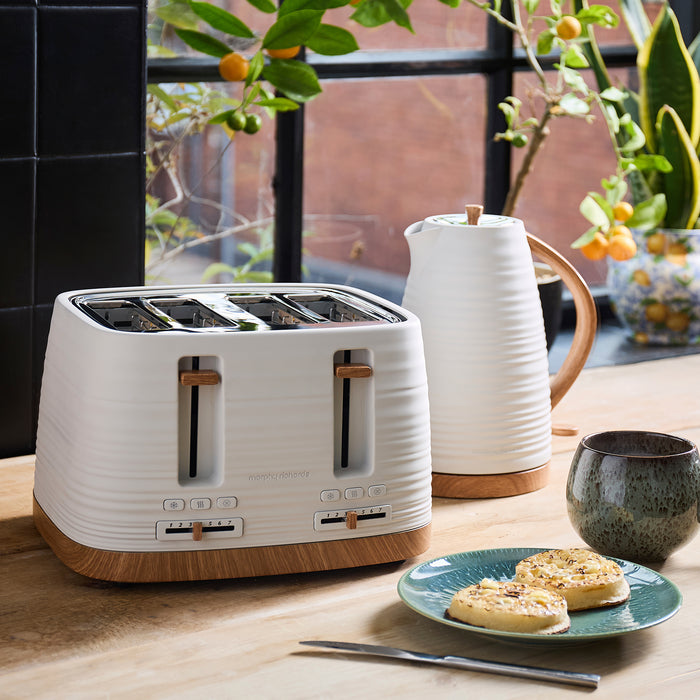 White China Clay Kettle and Toaster Set