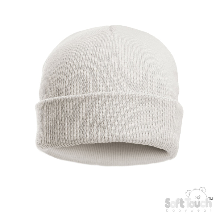WHITE INFANTS INFANTS ACRYLIC BRUSHED HAT - (NB-12 Months) (PK6) H702-W