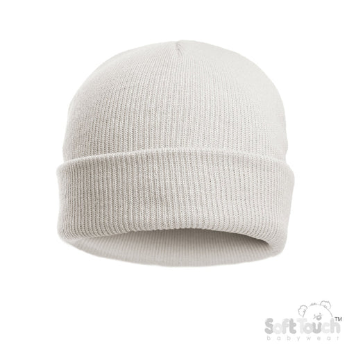 WHITE INFANTS INFANTS ACRYLIC BRUSHED HAT - (NB-12 Months) (PK6) H702-W