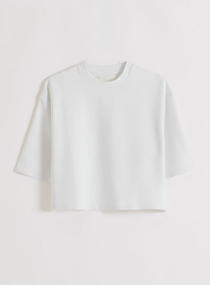 White Luxe Boxy Short Sleeve flat lay