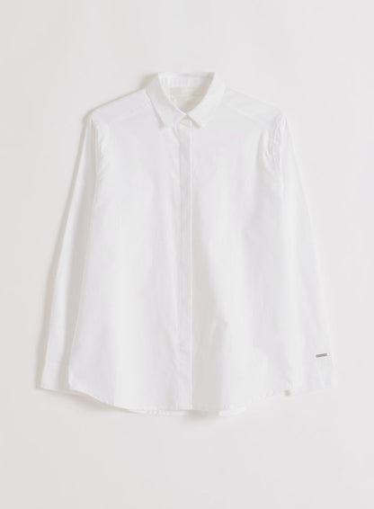 White oxford shirt flat lay