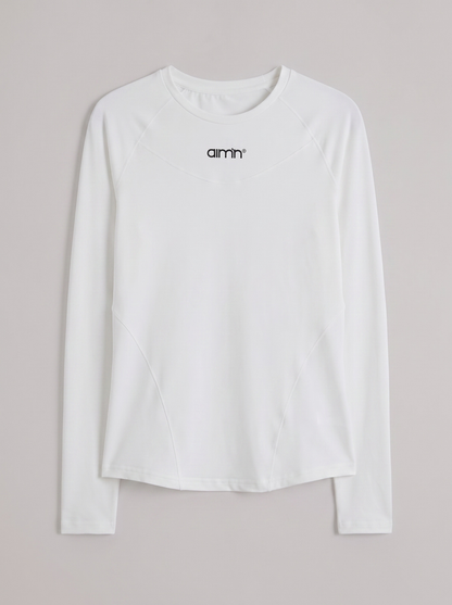 White Soft Basic Long Sleeve from aim'n in a flat lay view