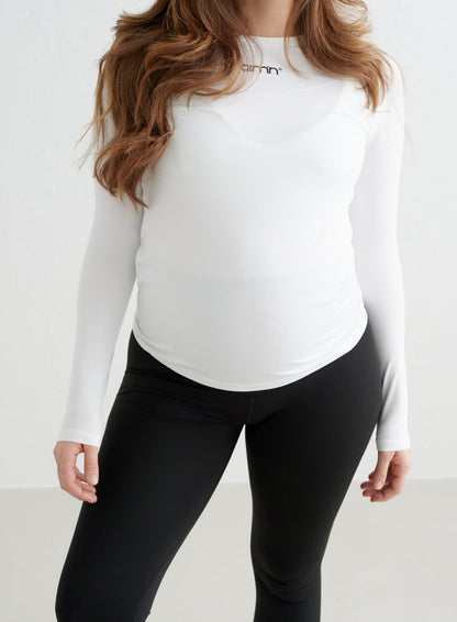 White Soft Basic Maternity Long Sleeve