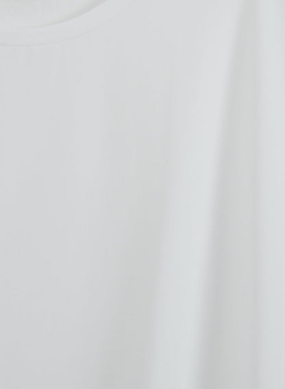 White Soft Basic Roll Sleeve Top
