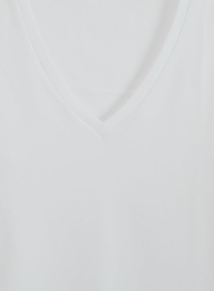 White Soft Basic V-neck Long Sleeve