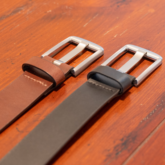 Wide Pin Leather Belt Set by Nickel Smart®