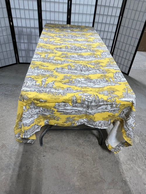 Williams Sonoma Yellow Toile de Jouy Fabric Table Cloth, 68"x90"