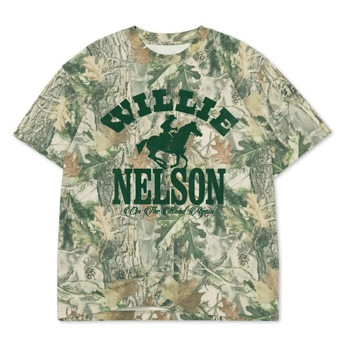 Willie Nelson On The Road Again Tree Camo Graphic TeeS