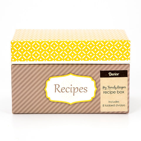 Yellow and Grey - My Family Recipes Recipe Card Box