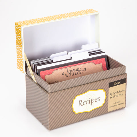 Yellow and Grey - My Family Recipes Recipe Card Box