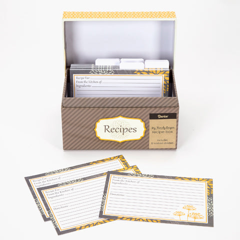Yellow and Grey - My Family Recipes Recipe Card Box