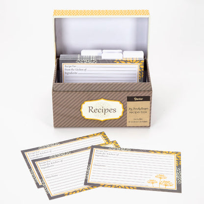 Yellow and Grey - My Family Recipes Recipe Card Box