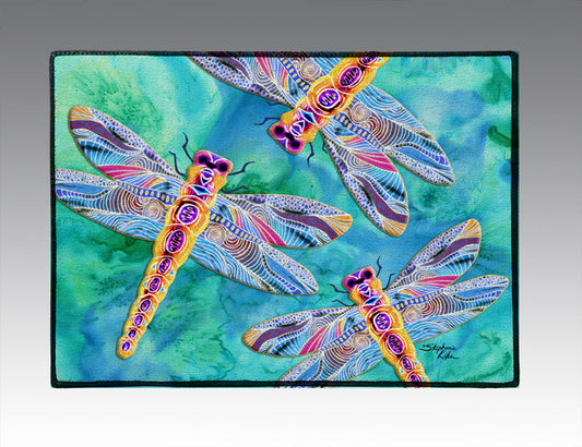 Yellow Dragonflies Door Mat